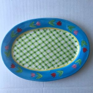 Hand Painted Large Oval Spring Serving Tray By Ellen Crimi Trent 16”